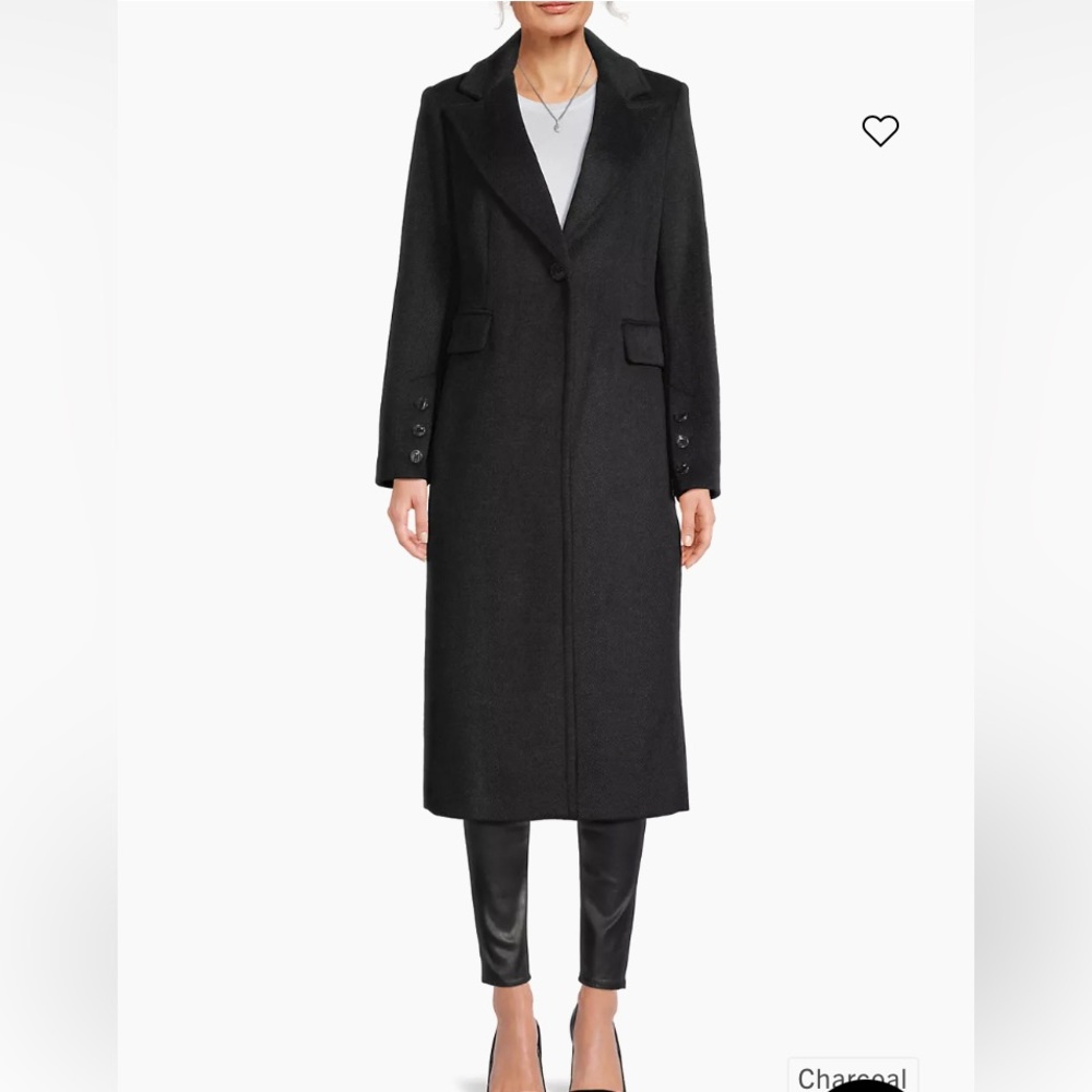 Sam Edelman Reefer Wool-Blend Notch Lapels Coat with Pockets